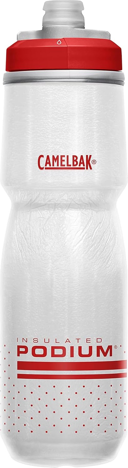 CamelBak Podium Chill Water Bottle - Insulated 24oz Squeeze Design in Fiery Red/White