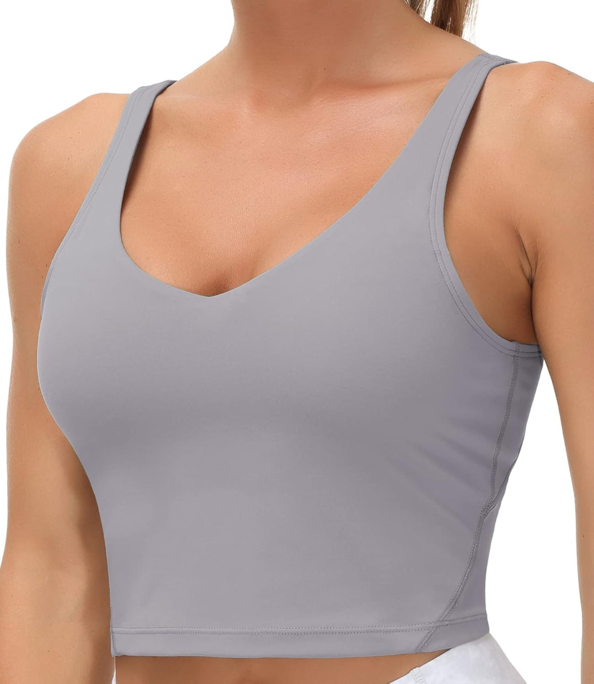 The Gym People Women's Longline Sports Bra - Wirefree Padded with Medium Support