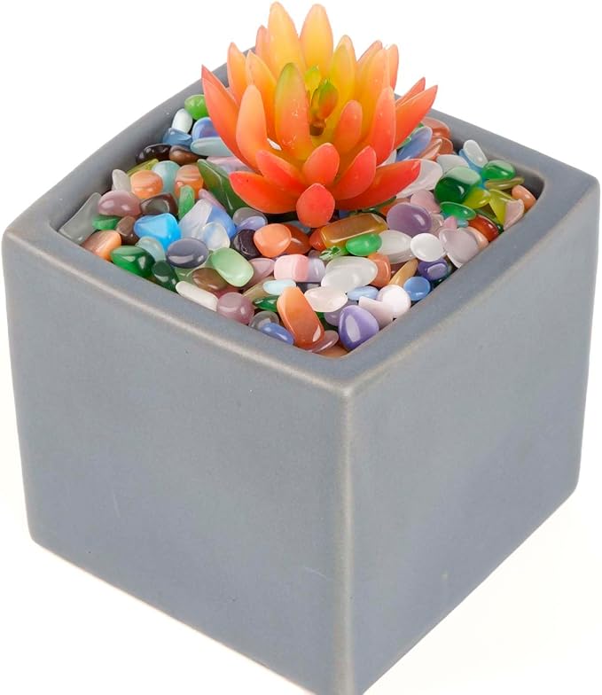 WAYBER Colorful Opal Pebbles, 1 Lb/460g Decorative Crystal Stones Rocks Sea Glass Gravel Sand for Aquarium/Turtle Tank/Succulent Plants/Flowerpot/Vase Decoration