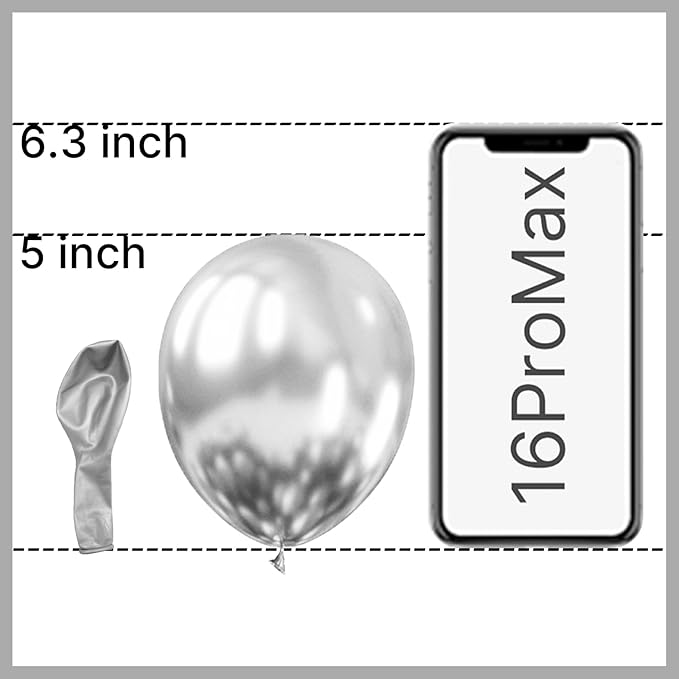 PartyWoo, 50pcs Silver Metallic Balloons, 5inch, Balloon Garland or Arch, Women, Unisex, Birthday, Wedding Decorations
