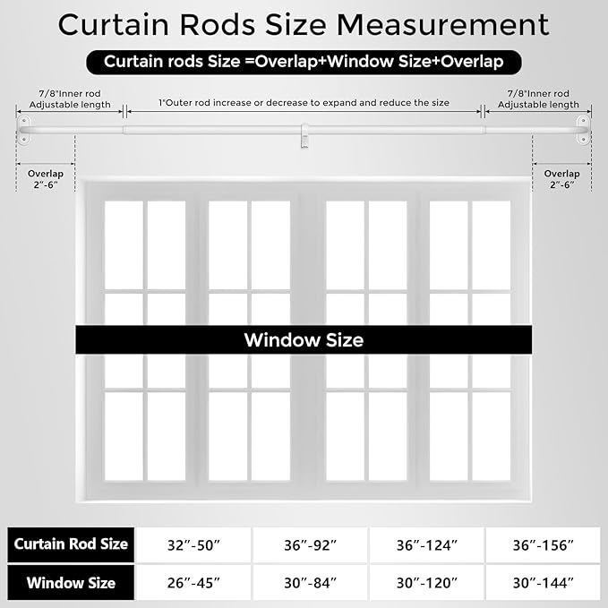 Curtain Rods 36-152 Inch, Living Room, Sliding Door
