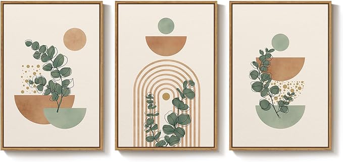 Large Framed Abstract Boho Wall Art