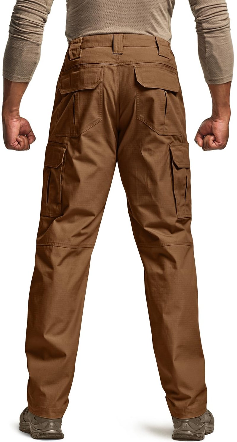 CQR Men's Tactical Pants, Water Resistant Ripstop Cargo Pants, Lightweight EDC Work Hiking Pants, Outdoor Apparel, Raider Copper Brown, 42W x 30L