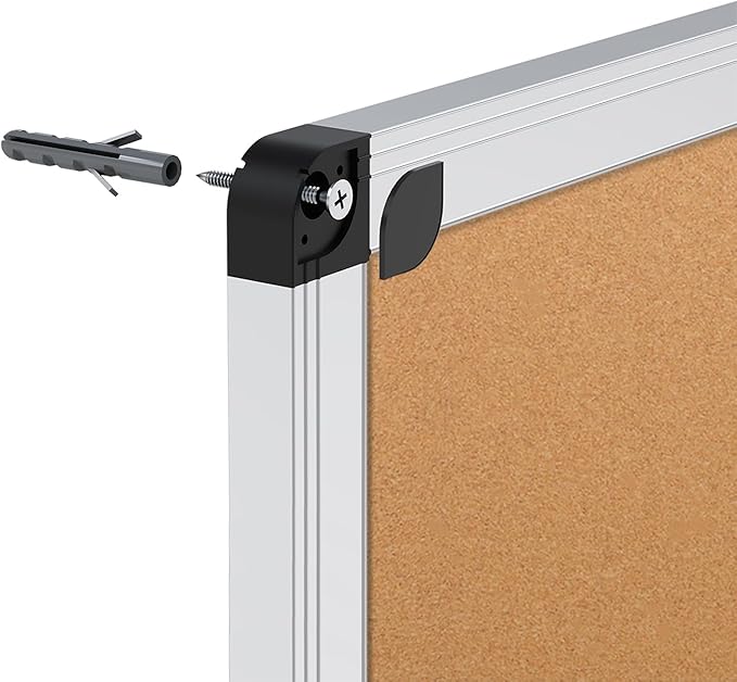 VIZ-PRO 60" x 36" Large Cork Bulletin Board, Foldable & Wall-Mounted Notice Pin