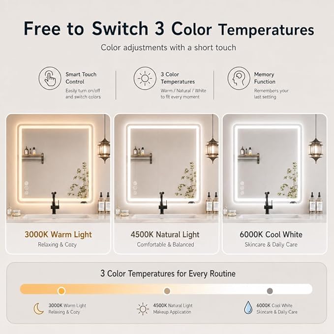 30" x 36" Led Bathroom Mirror
