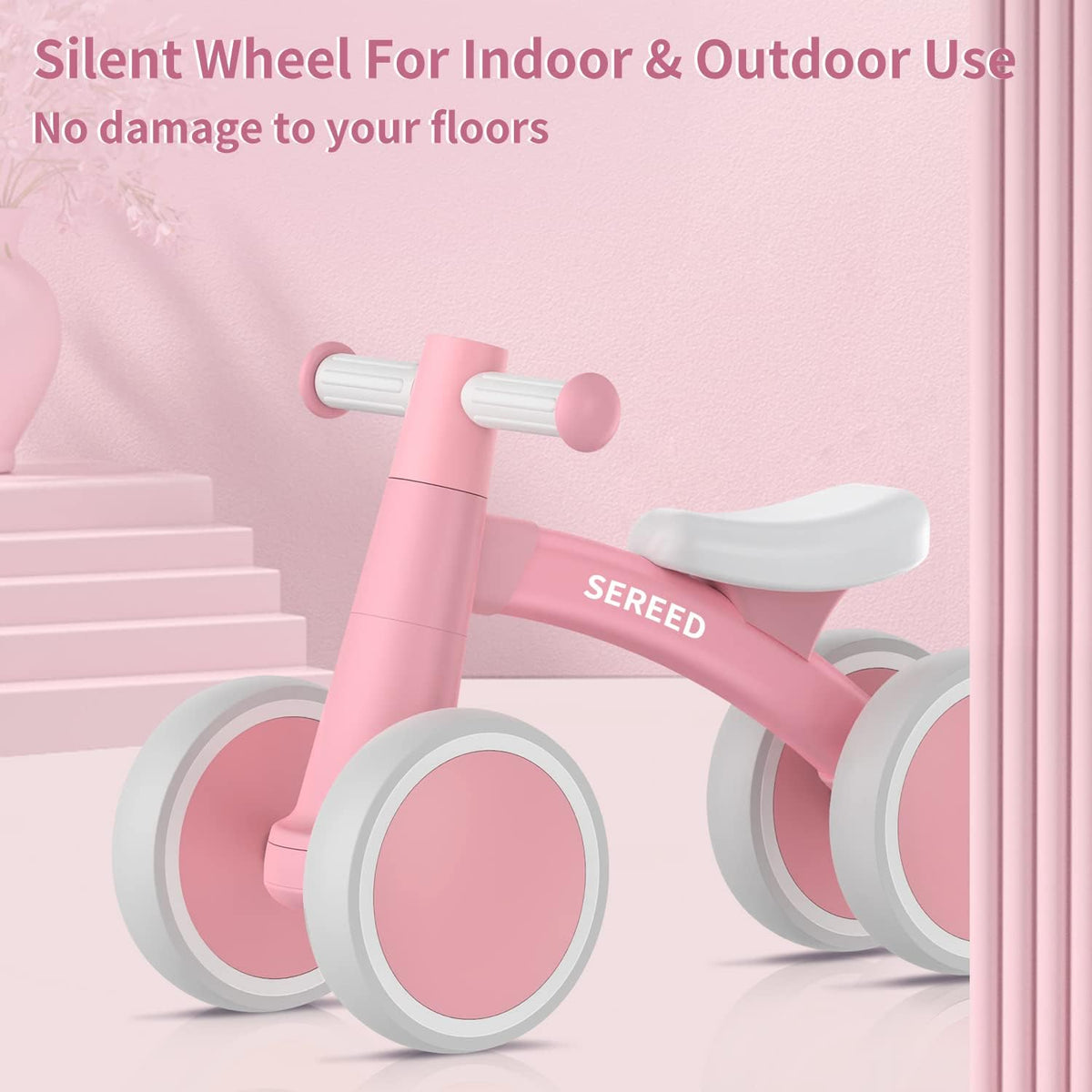 SEREED Baby Balance Bike - 4-Wheel Toddler Bike for 12-24 Months | Perfect First Birthday Gift