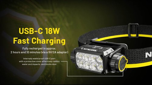 Nitecore HC75 UHE 3000 Lumen USB-C Rechargeable Zoomable Work Headlamp, White and Red Beams for Industrial Work, Night Camping, Hiking, and Hunting, Adjustable Focus with Floodlight and Spotlight