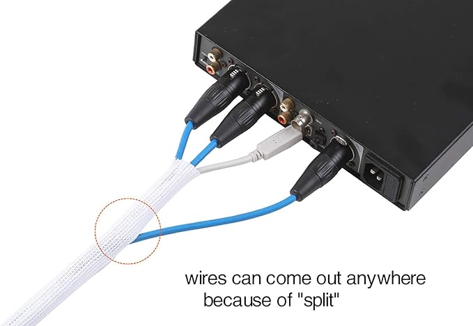 Alex Tech 25ft - 1/2 inch Cord Protector Wire Loom Tubing Cable Sleeve Split Sleeving for USB Cable Power Cord Audio Video Cable - Protect Cat from Chewing Cords - White