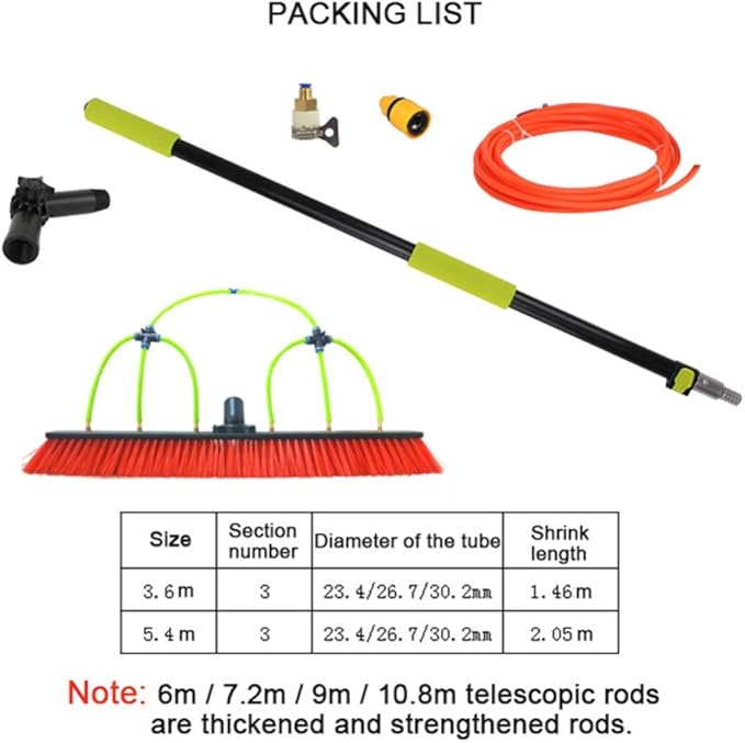 Photovoltaic Panel Cleaning, 3.6-11M Water Fed Telescopic Brush, Window Clean, Extendable Cleaner Conservatory Roof Cleaning Tools Roof/4M 18Ft