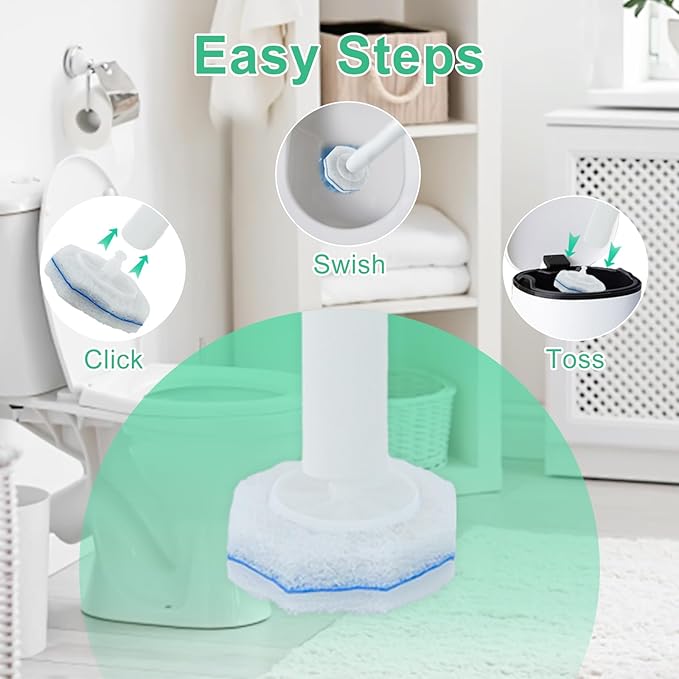 50pcs Disposable Toilet Wand Refills for Clorox,Replacement Brush Heads Compatible with Most Toilet Wand Refill System,Upgrade Fiber Cleaner Heads for Closestool Cleaning.（not Included Brush Rod）