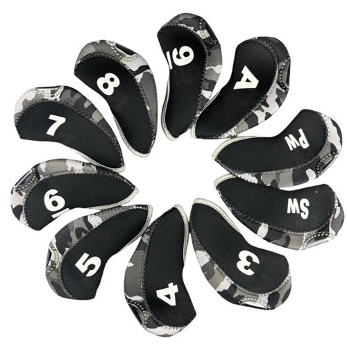 Mykepoda 10pcs/Set Premium Thick Neoprene Golf Iron Club Head Covers with Transparent Window One-Side Number Print RH Golf Iron Cover #3-9,A,Pw,Sw