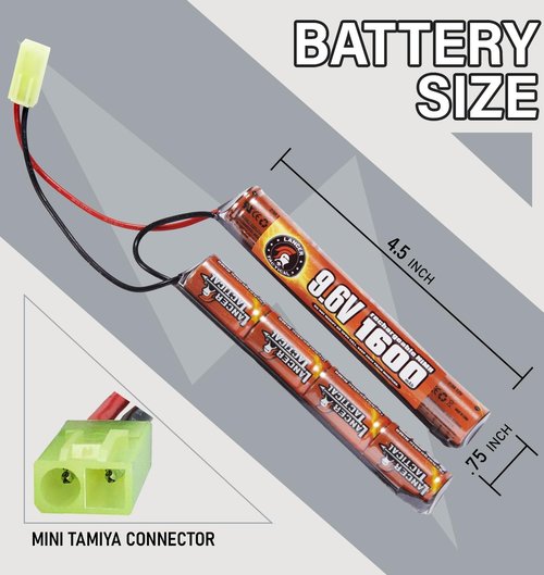 Lancer Tactical Airsoft Battery Charger & 9.6V 1600mAh NiMH Rechargeable Pack | Perfect for AEGs