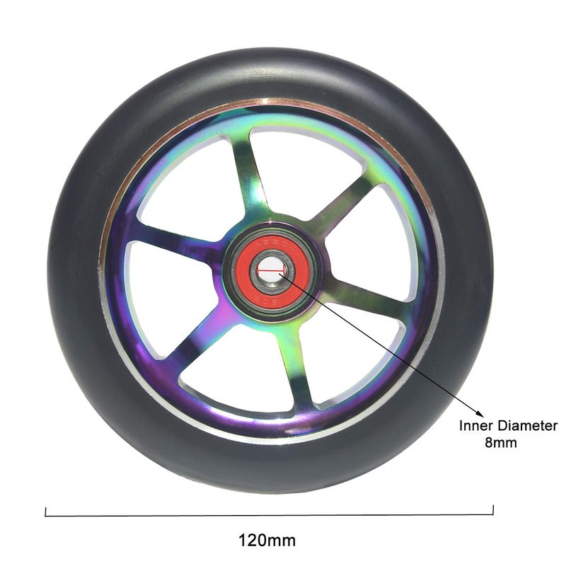 Z-FIRST 2pcs Replacement 120mm Pro Scooter Wheel with ABEC 9 Bearings Fit for MGP/Razor/Lucky Pro Scooters (T-Blue)