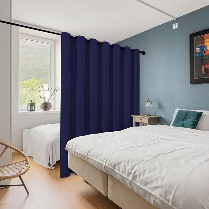 ChrisDowa Room Divider Curtain 120 Inches Long, Wide Blackout Sliding Door
