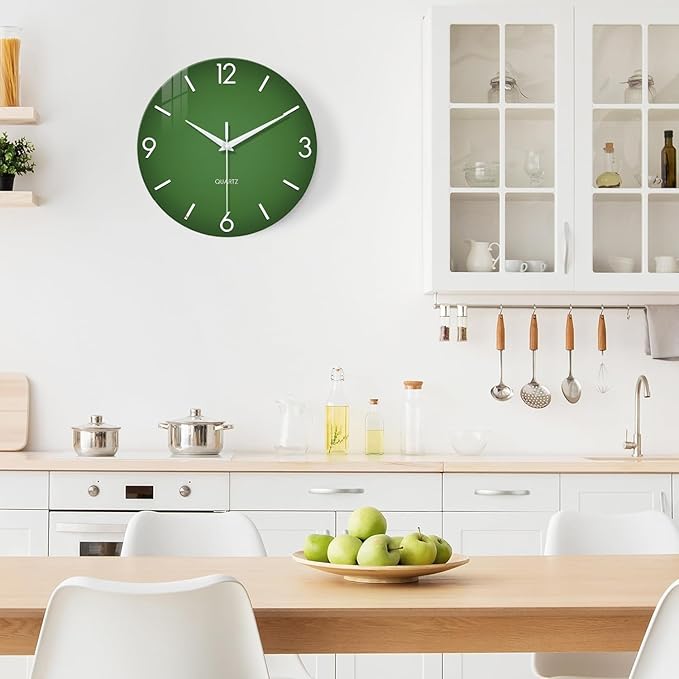 XFM Large Green Wall Clock 16 Inch Simple Wall Clock s Battery Operated Modern