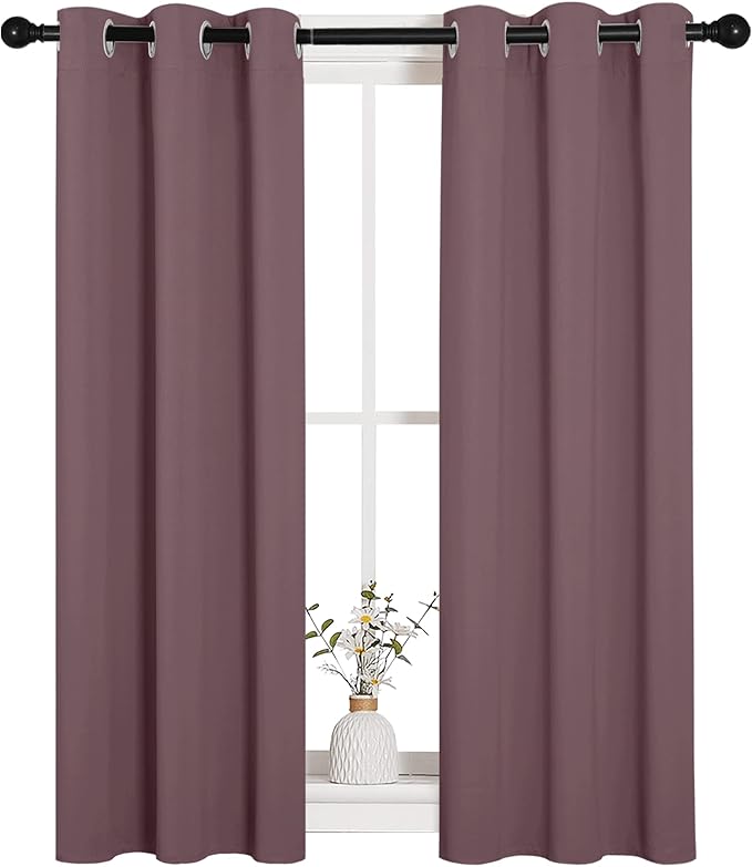 NICETOWN Bedroom Curtain Panels Blackout Draperies, 1 Pair, 29 by 45 inches