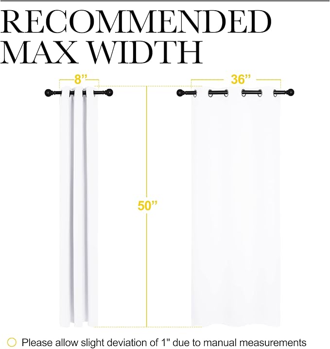 NICETOWN White Window Curtain Panels 50 inch Length, 50% Light Blocking Curtains