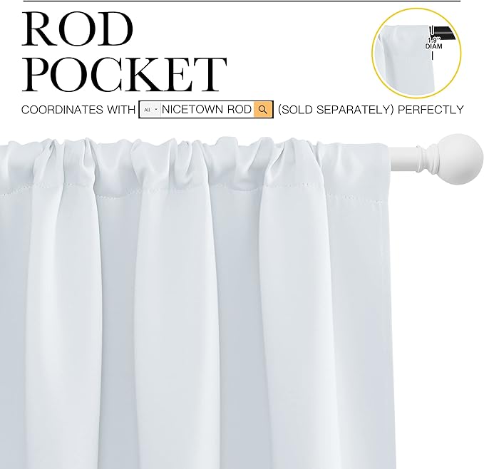 NICETOWN Greyish White Bedroom Curtain Panels