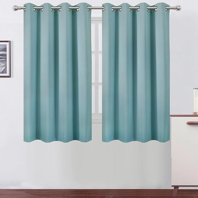 LEMOMO Stone Blue Thermal Blackout Curtains/52 x 54 Inch/Set of 2 Panels Room