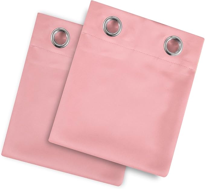 LEMOMO Blackout Curtains 66 x 72 Inch Long Pink Curtains Set of 2 Panels Room