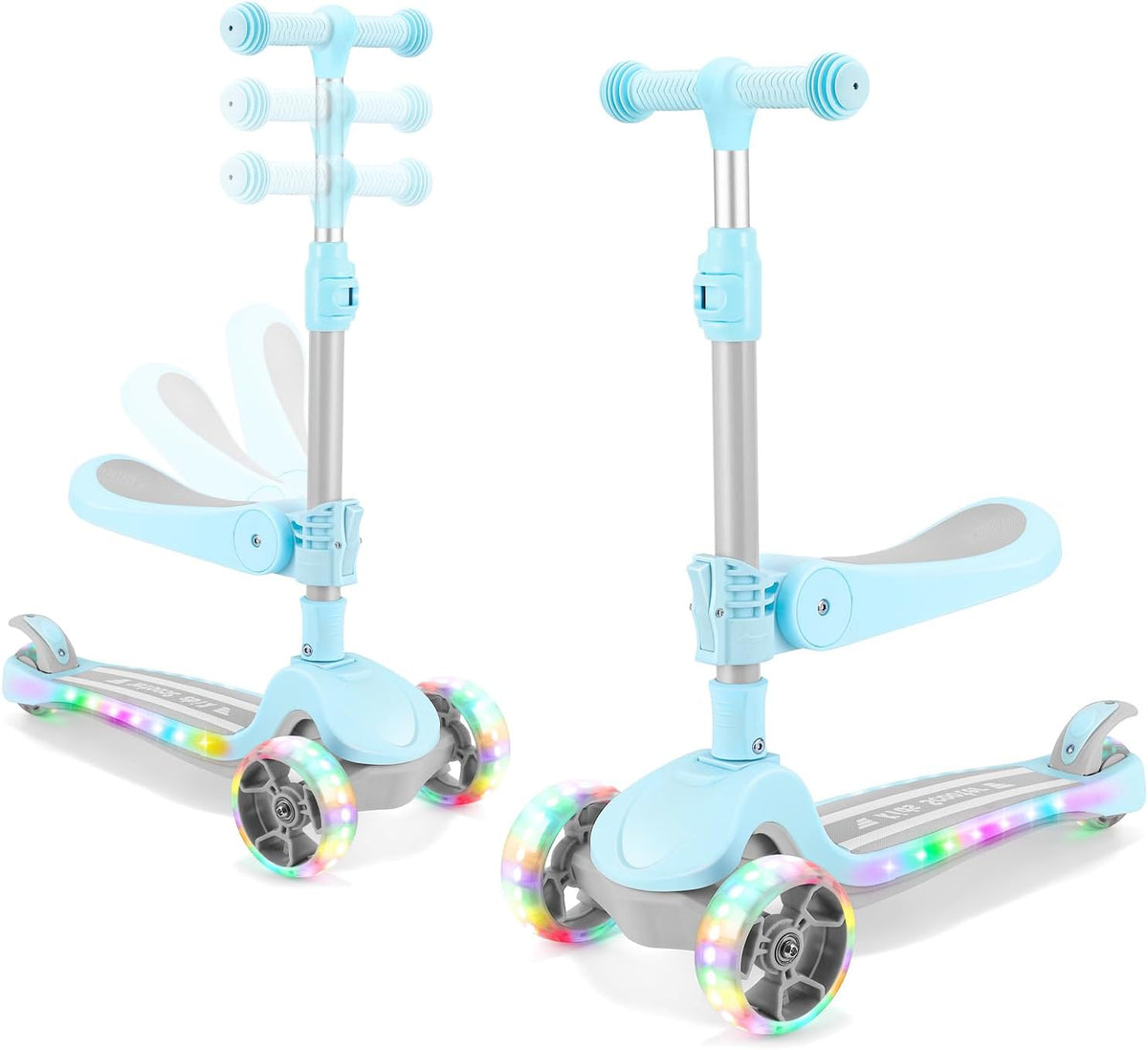 Skiennix Kids Scooter - 2-in-1 Kick Scooter with LED Light-Up Wheels | Adjustable Heights for Ages 2-8