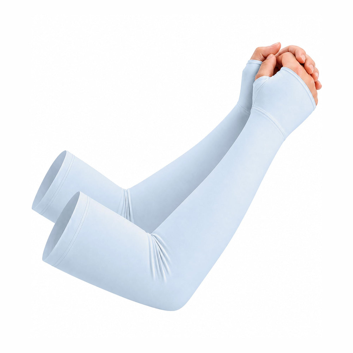netdraw Unisex Bamboo Viscose Arm Sleeves with Thumb Hole, Cooling UPF 50+ UV Sun Protection Sleeves for Outdoors, Light Blue, Small/Medium