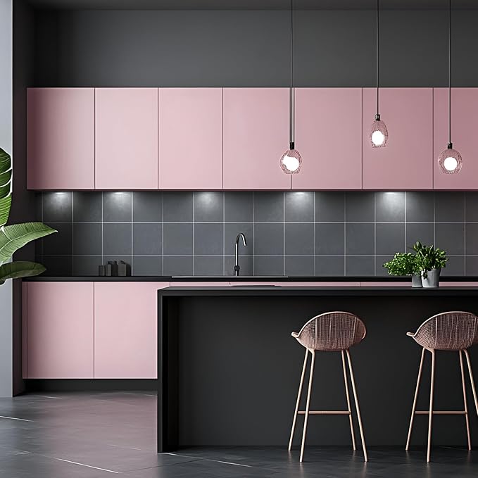 FUKU MON Soft Pink Peel and Stick Wallpaper 24" x 394" Solid Matte Textured