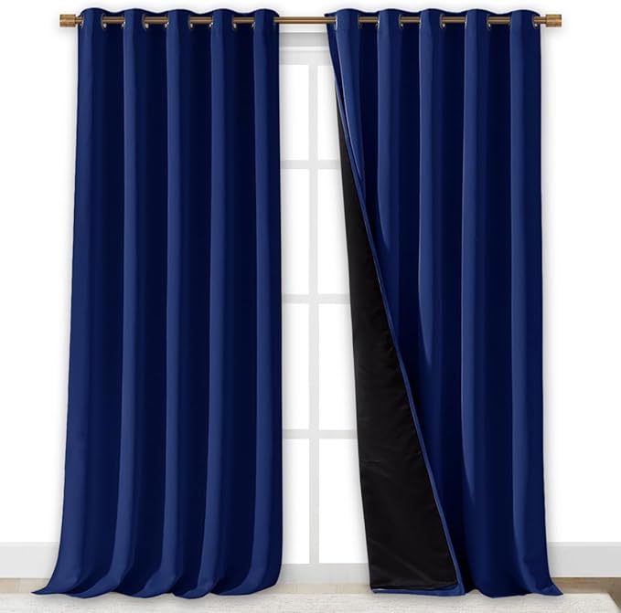 NICETOWN 100% Blackout Blinds, 70 inches x 108 inches, Royal Blue, Laundry Room