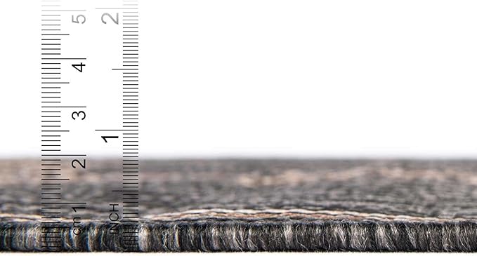 Unique Loom Outdoor Traditional Collection Area Rug - Antique (10' Round Charcoal Gray/Natural)