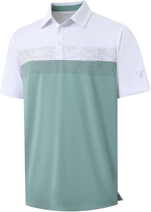 M MAELREG Golf Shirts for Men - Moisture-Wicking Dry Fit Polo with Chest Print | Casual Short Sleeve