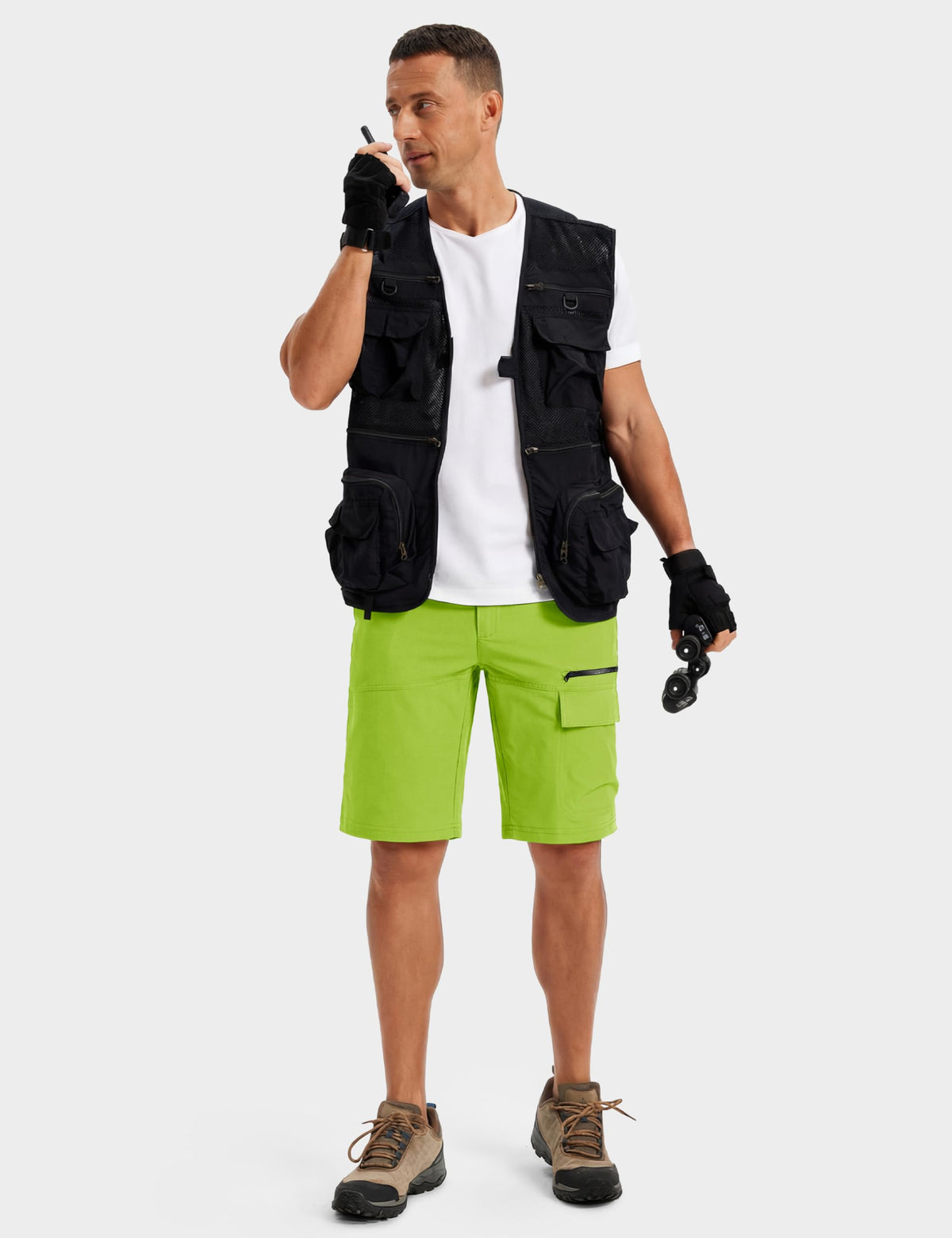 TACVASEN Men's Casual Shorts Lightweight Quick Dry Cargo Hiking Tactical Shorts Outdoor Summer with Zipper Pockets Yellow Green 40