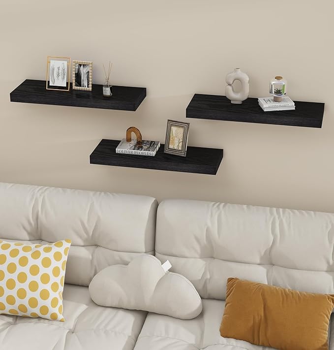 Vervida® 6 Pack Black Floating Shelves, Holds Up to 37 Lbs,