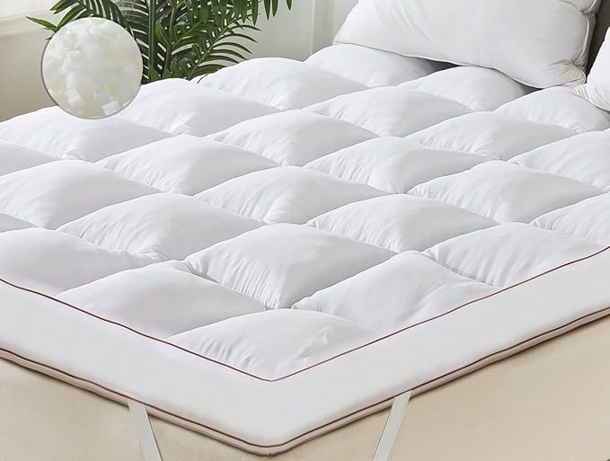 WhatsBedding 3 Inch Memory Foam Mattress Topper Queen Size for Back Pain, 1700GSM Fluffy Shredded Memory Foam Filled Pillow Top, Extra Soft Bed Topper, Thicked Down Alternative-Lined, 60x80in