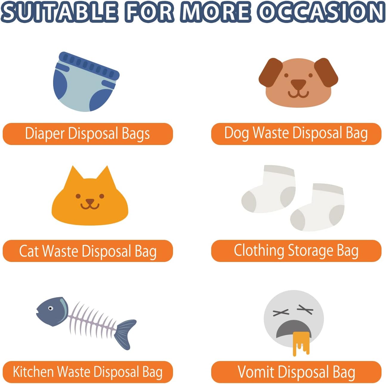 Odor Sealing Disposable Diaper Bags, 150 Count, Blue, Large Capacity, Unscented Diaper Trash Bags, Safety, Multiple Specifications, Wide Application, Easy to Use