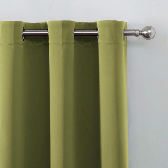 LEMOMO Blackout Curtains 52 x 90 Inch Long Olive Green Curtains Set of 2 Panels