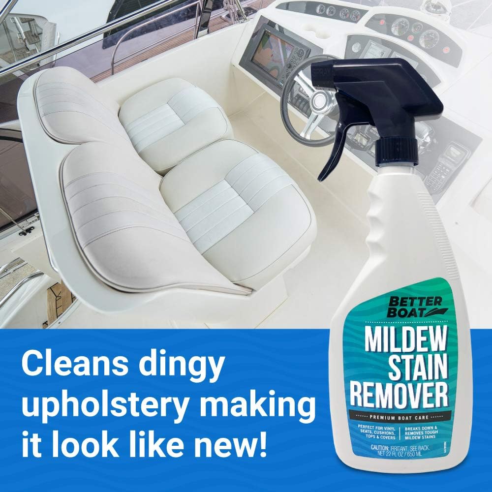 Better Boat Mold and Mildew Stain Remover - 22oz Spray for Fabric, Vinyl, Tile & Grout Cleaning