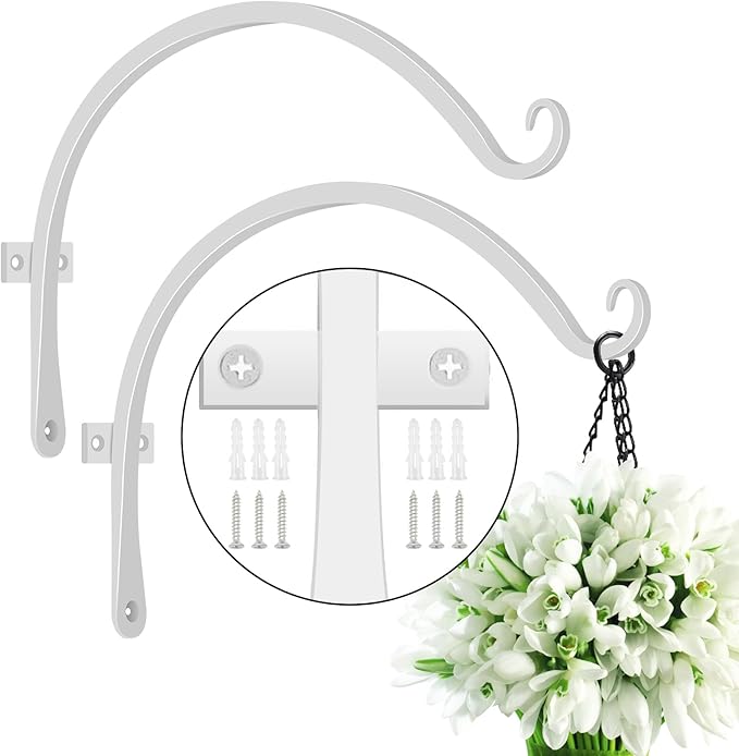 FEED GARDEN 2 Pack 12 Inch Hanging Plant Bracket Wall Hooks Decorative Plant