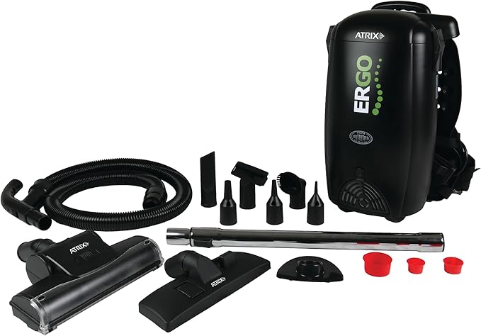 Atrix Ergo Backpack Canister Vacuum, Portable Cleaner with Attachments for Professional and Residential Use, VACBP1 Standard Bundle