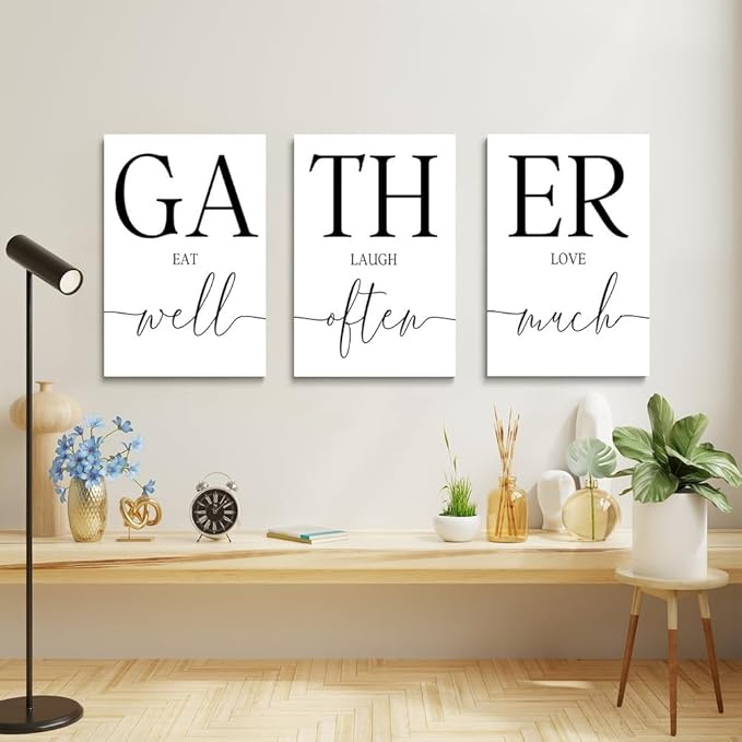 GUBIYU Gather Signs for Home Decor, Wall Art for Dining Room and Kitchen