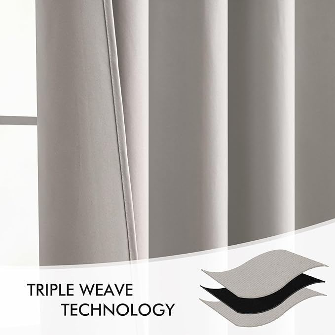 MIULEE Stone Back Tab Blackout Curtains 63 Inch Length 2 Panels Set