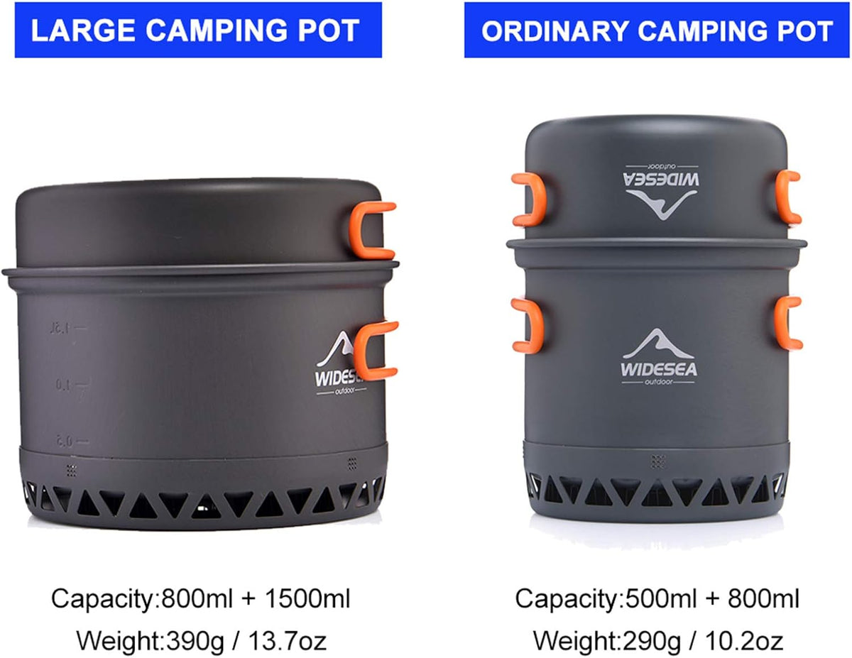 widesea Camping Cookware Outdoor Pot Pan Cooking Equipment Heat Exchange Design for Hiking Backpacking Travel