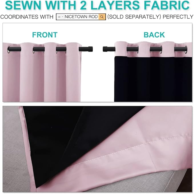NICETOWN 100% Blackout Window Curtain Panels, Heat and Cold Blocking Drapes