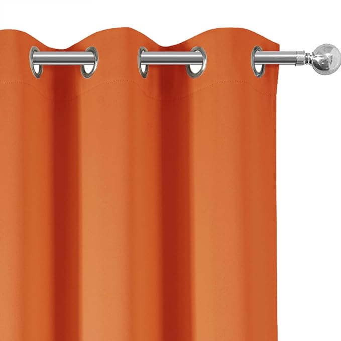 LEMOMO Blackout Curtains 66 x 72 Inch Long Orange Curtains Set of 2 Panels Room