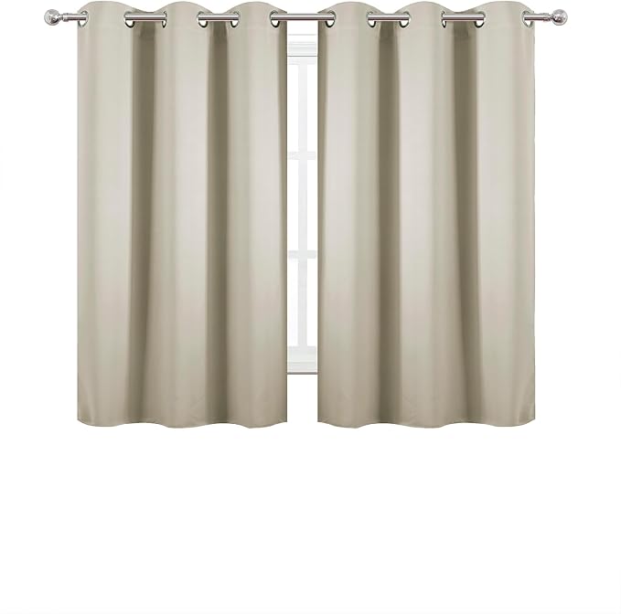LEMOMO Light Beige Blackout Curtains 42 x 54 Inch Length Set of 2 Panels