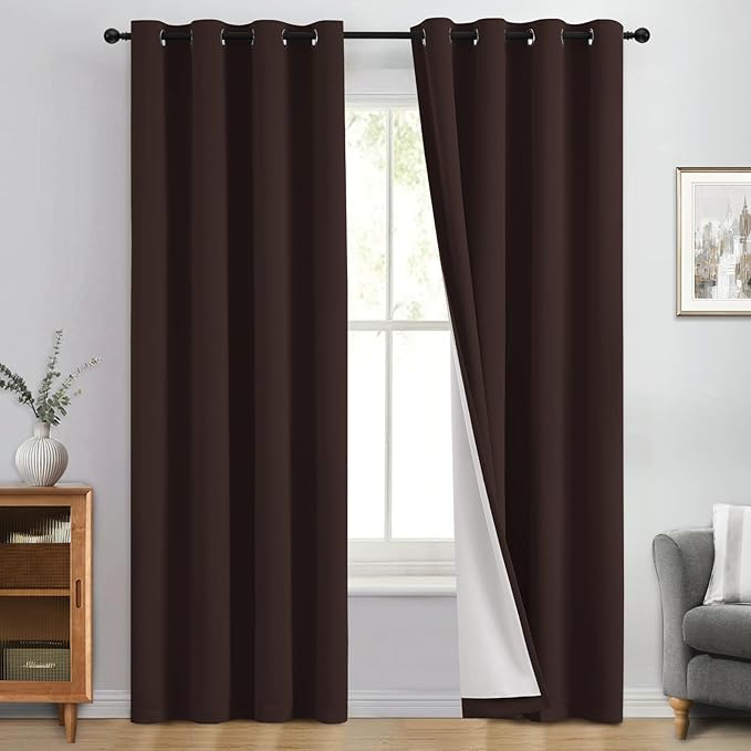 Yakamok 100% Blackout Curtain Panels 84 inches Cold and Light Blocking Drapes
