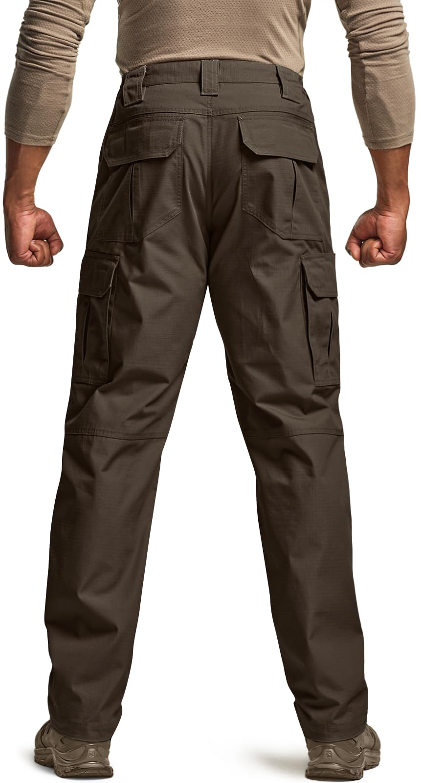 CQR Men's Tactical Pants, Water Resistant Ripstop Cargo Pants, Lightweight EDC Work Hiking Pants, Outdoor Apparel, Raider Dark Brown, 46W x 30L