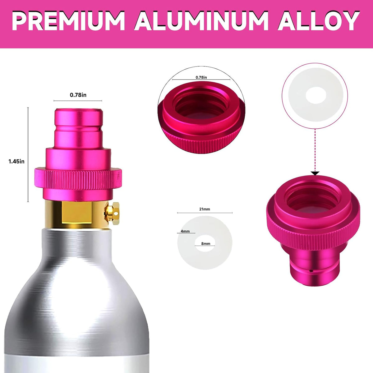 Quick Connect CO2 Cylinder Adapter - Fitting for Sparkling Water Makers | Compatible with DUO ART TERRA GAIA