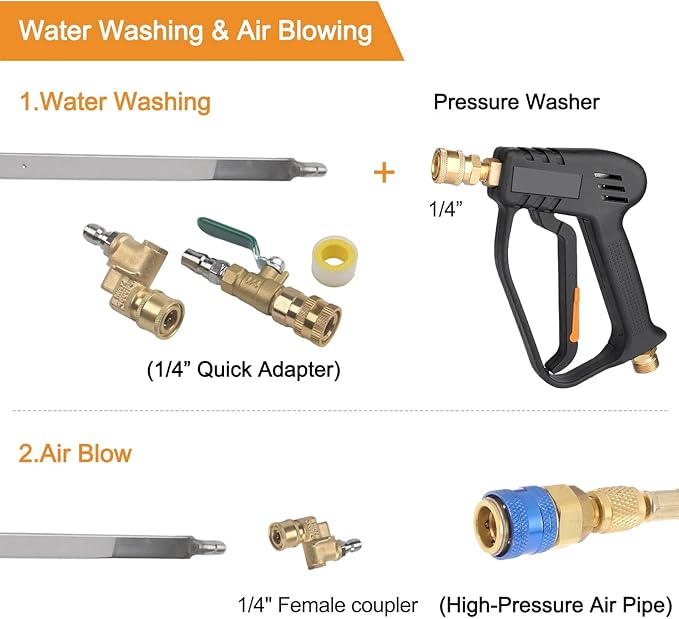 Radiator Cleaning Wand, Pressure Washer Wand, Auto Water Tank Cleaning Device, For Pressure Washer, Car Truck Washer Wand, Gutter Cleaning Tool Fit Over 2000PSI Pressure Washer