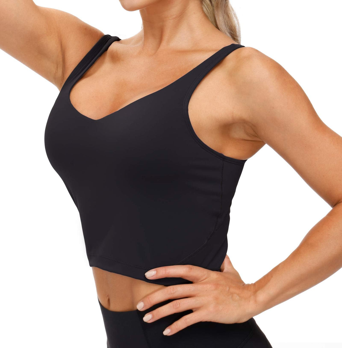 Women’s Longline Sports Bra Wirefree Padded Medium Support Yoga Bras Gym Running Workout Tank Tops (Black, XX-Large)