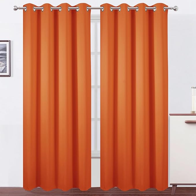 LEMOMO Blackout Curtains 52 x 120 Inch Long Orange Curtains Set of 2 Panels